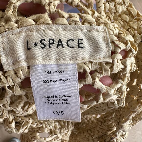 L*SPACE Nova Raffia Crossbody Bag Natural 14x11.5x9 Beach Drawstring Straw NEW - Picture 10 of 10